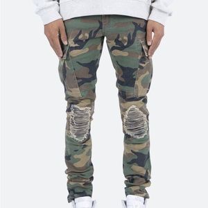 New Men’s MNML Camo Jeans X288 Stretch Cargo Denim Skinny Distressed Moto Pants